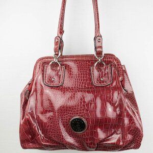 Strada Italian Design Burgundy Faux-Croc Shoulder Bag